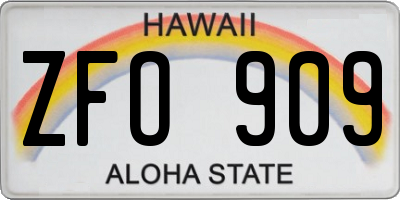 HI license plate ZFO909