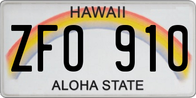 HI license plate ZFO910