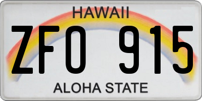 HI license plate ZFO915