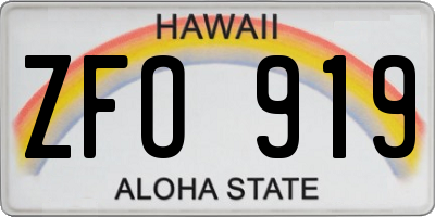 HI license plate ZFO919