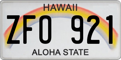 HI license plate ZFO921