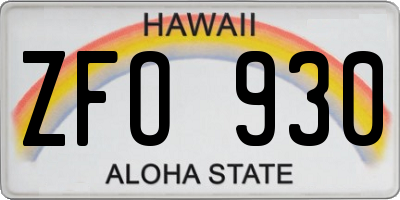 HI license plate ZFO930