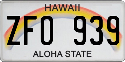 HI license plate ZFO939