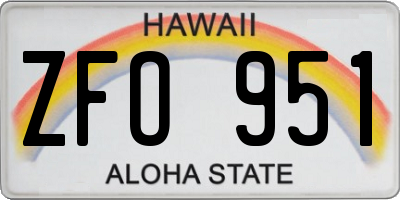 HI license plate ZFO951