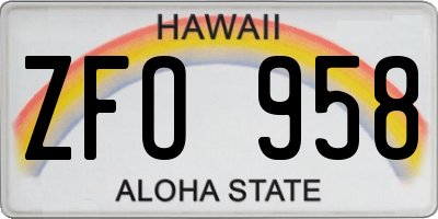 HI license plate ZFO958