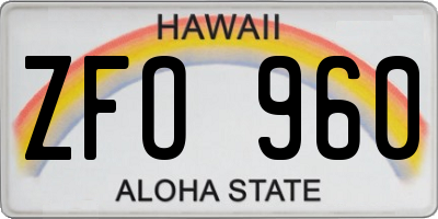 HI license plate ZFO960