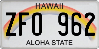 HI license plate ZFO962