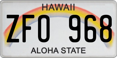 HI license plate ZFO968