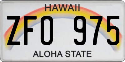 HI license plate ZFO975
