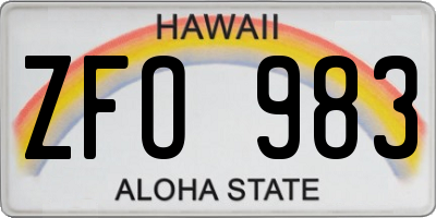 HI license plate ZFO983