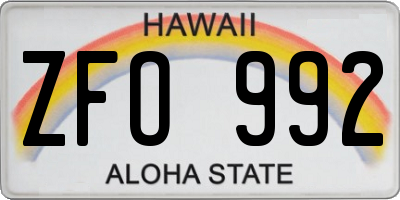 HI license plate ZFO992