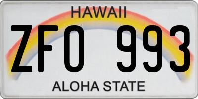 HI license plate ZFO993