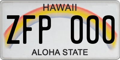 HI license plate ZFP000