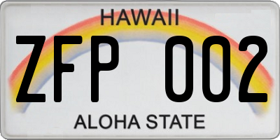 HI license plate ZFP002
