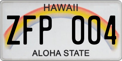 HI license plate ZFP004