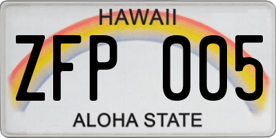 HI license plate ZFP005