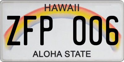 HI license plate ZFP006