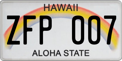 HI license plate ZFP007