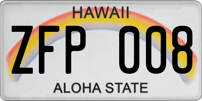 HI license plate ZFP008