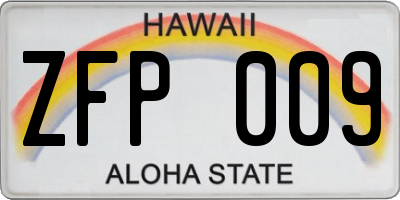 HI license plate ZFP009