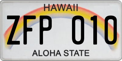 HI license plate ZFP010