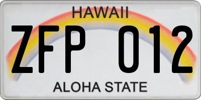 HI license plate ZFP012