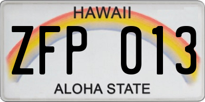 HI license plate ZFP013