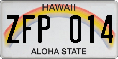 HI license plate ZFP014