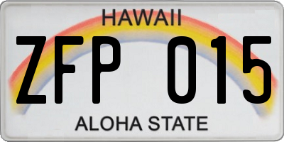 HI license plate ZFP015