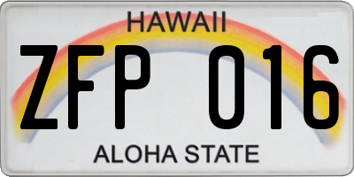 HI license plate ZFP016