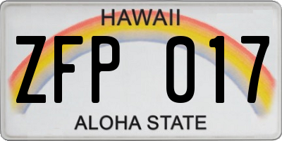HI license plate ZFP017