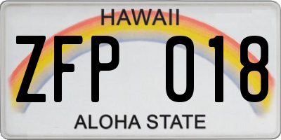 HI license plate ZFP018