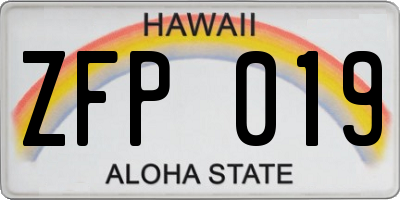 HI license plate ZFP019