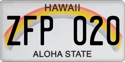 HI license plate ZFP020