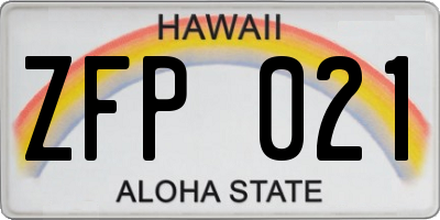HI license plate ZFP021