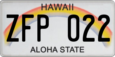 HI license plate ZFP022