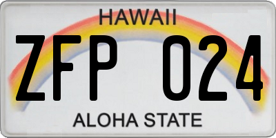HI license plate ZFP024
