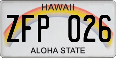HI license plate ZFP026