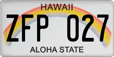HI license plate ZFP027