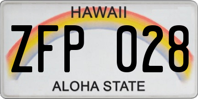 HI license plate ZFP028