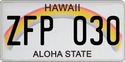 HI license plate ZFP030
