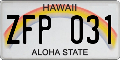 HI license plate ZFP031