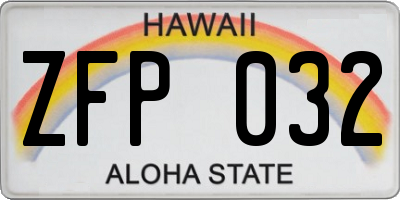 HI license plate ZFP032