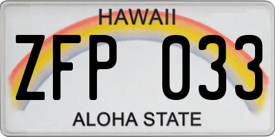 HI license plate ZFP033