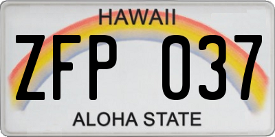 HI license plate ZFP037