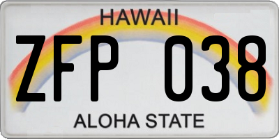 HI license plate ZFP038