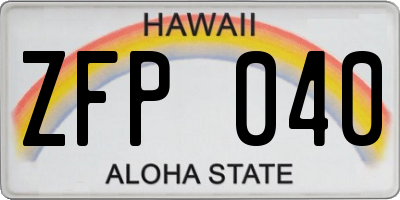 HI license plate ZFP040