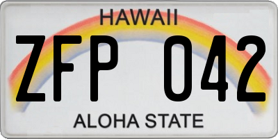HI license plate ZFP042