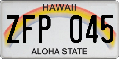 HI license plate ZFP045