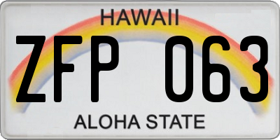 HI license plate ZFP063